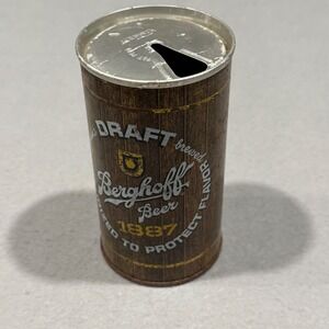 Berghoff Beer‎ Can 12oz Brown Wood Grain Vintage Pull Tab Flat Top